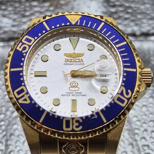 Lightly Used Invicta Grand Diver Model 15845 Gold Tone with Silver Dial 300m